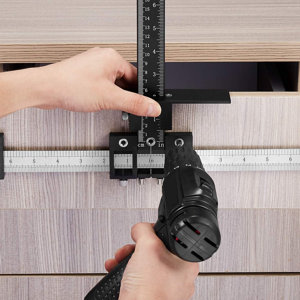 Black Stainless Steel Adjustable Drill Guide Jig Tool N27009