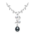 Teardrop Multi-Color Freshwater Pearl Branching Pendant Necklace with Chain in White Sterling Silver Q59004