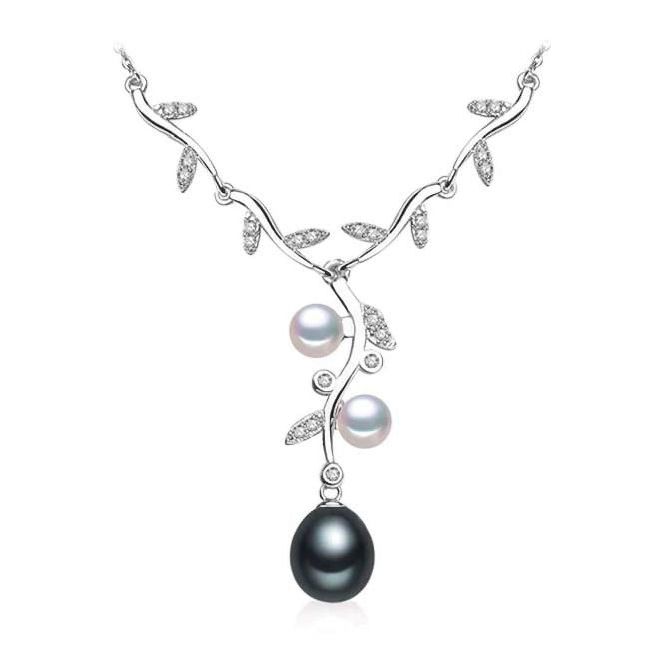 Teardrop Multi-Color Freshwater Pearl Branching Pendant Necklace with Chain in White Sterling Silver Q59004