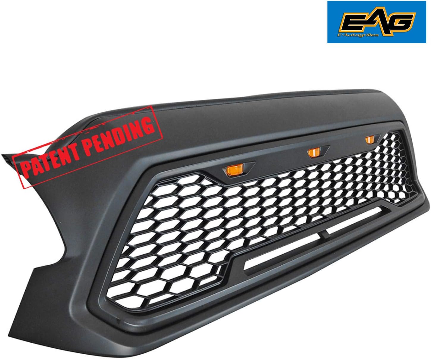 Matte Black ABS Grille Front Grill with Amber LED Lights S909