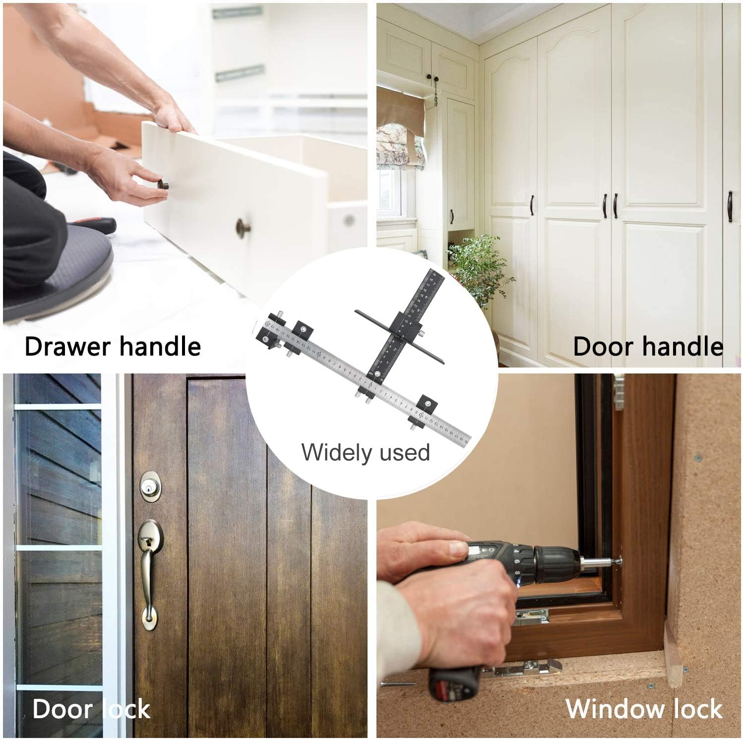 Black Stainless Steel Adjustable Drill Guide Jig Tool N27009