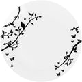 White 10" Round Plastic Plates with Black Floral Design Q657863