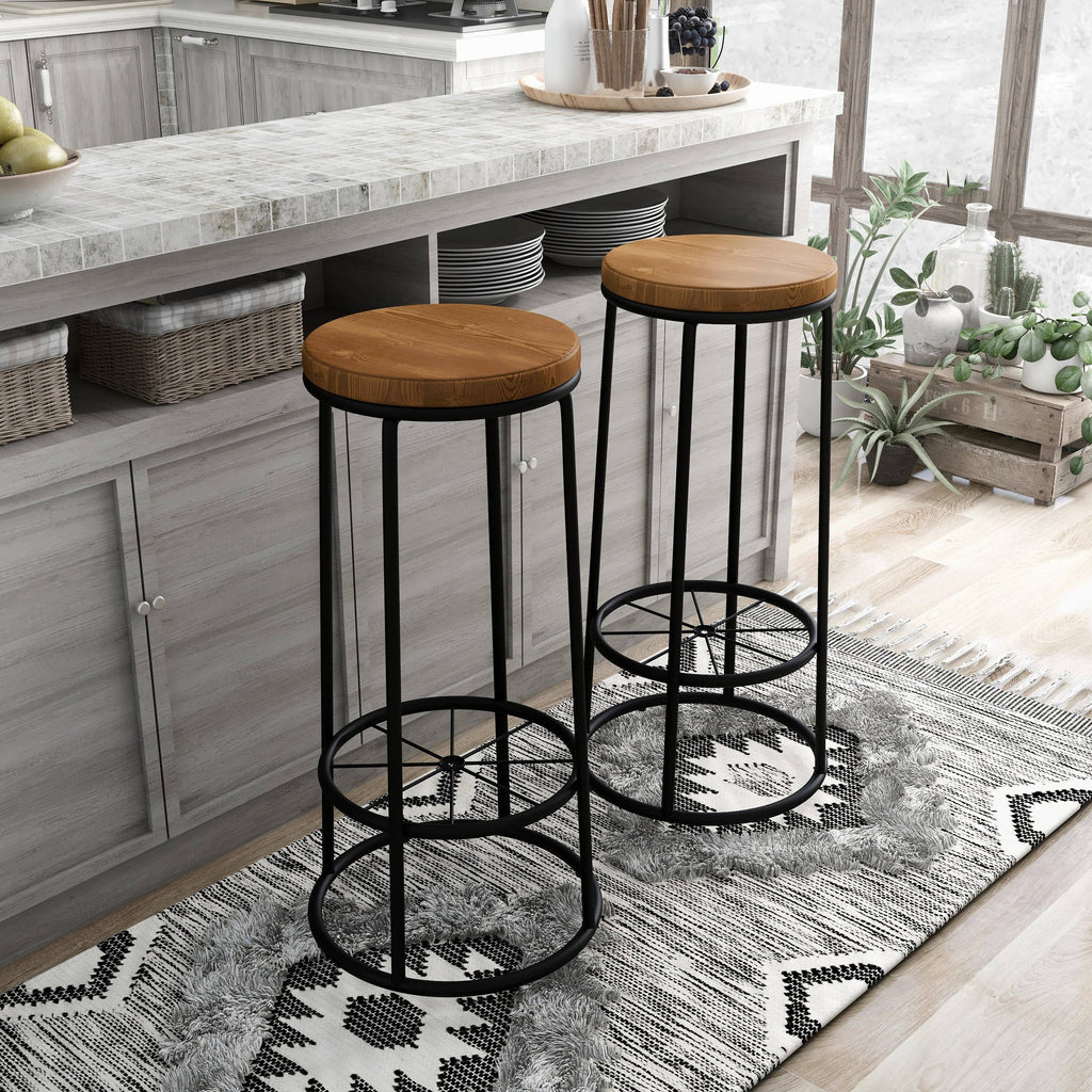 Rustic Metal Barstools Set of 2 V2167