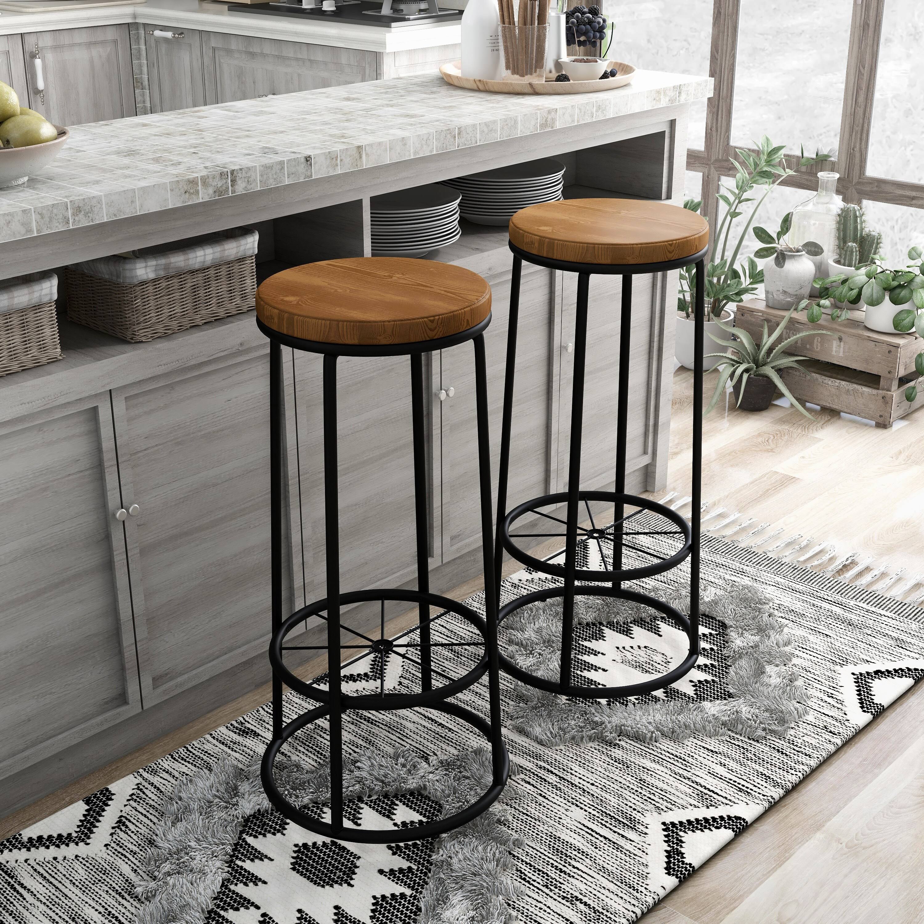 Rustic Metal Barstools Set of 2 V2167