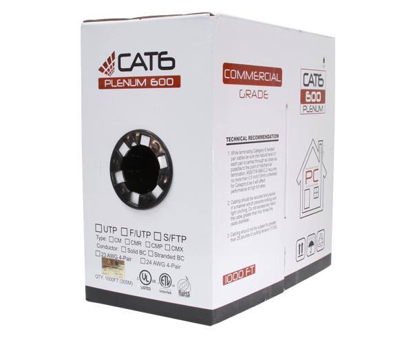 Cat6 Plenum Bulk Ethernet Cable, UTP, 23 AWG, 1000ft Green V916