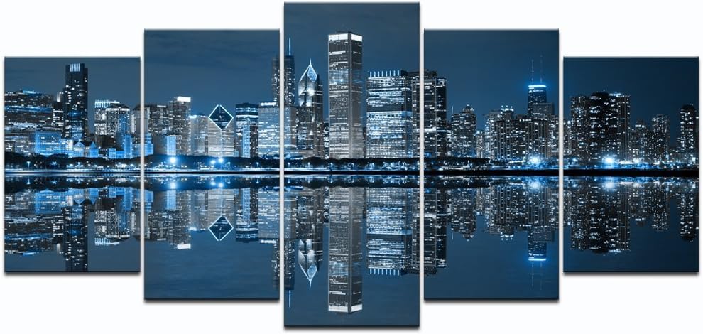 Large 5 Panels Framed Canvas Print Wall Art E549034