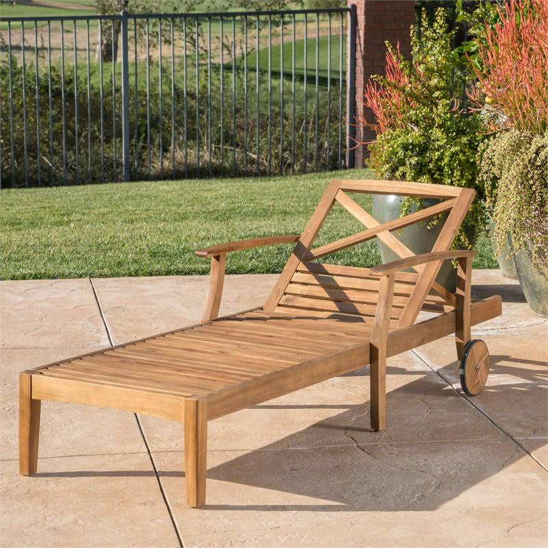 Outdoor Teak Acacia Wood Chaise Lounge Q19109