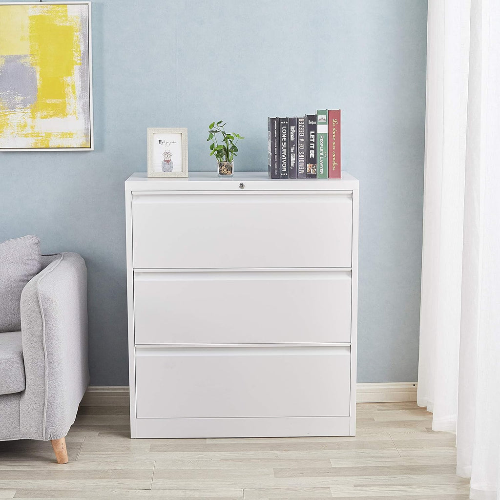 Black 3 Drawer Metal Lateral File Cabinet S744108