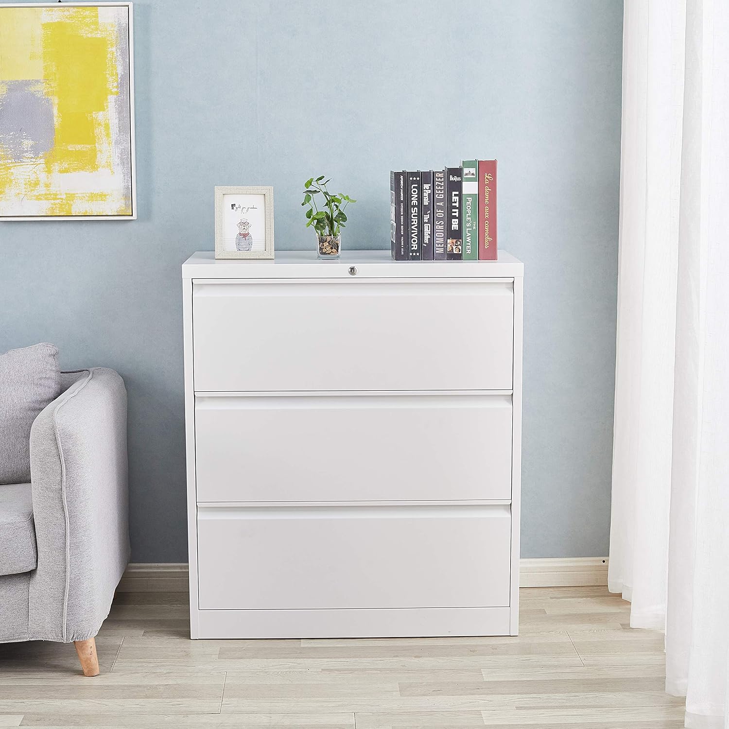 Black 3 Drawer Metal Lateral File Cabinet S744108