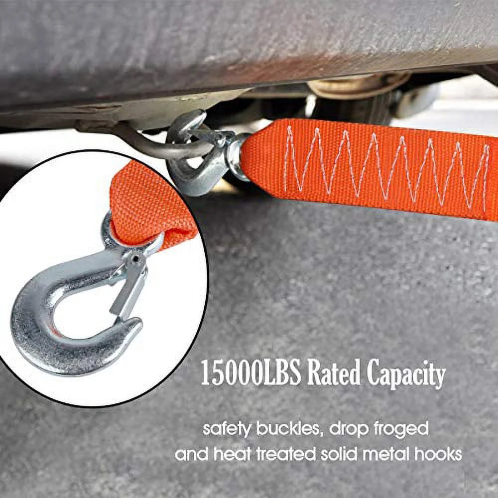 15,000LB Heavy Duty Tow Strap with Hooks M144543