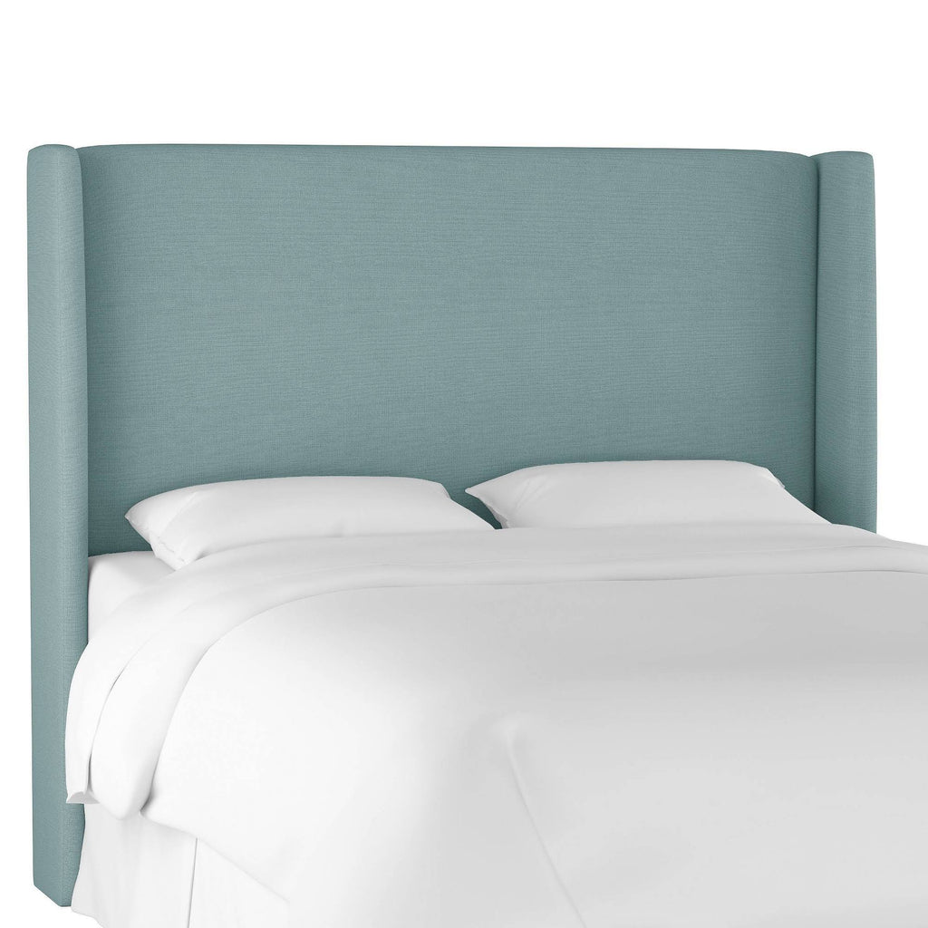 California King Upholstered Wingback Headboard Linen Seaglass S16321