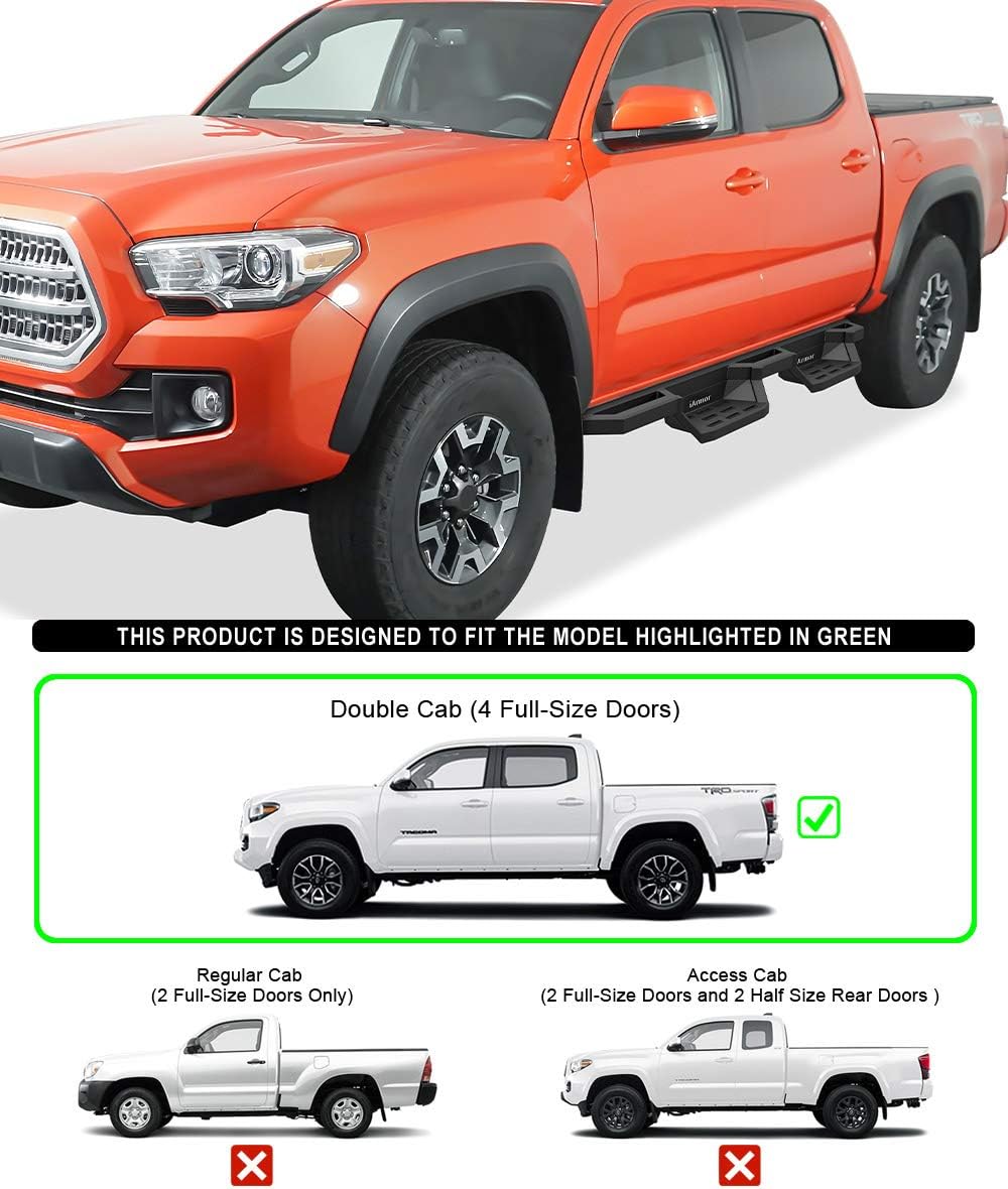6.5in Nerf Bars Drop Steps Rocker Guards for Toyota Tacoma Double Cab Crew Cab F731
