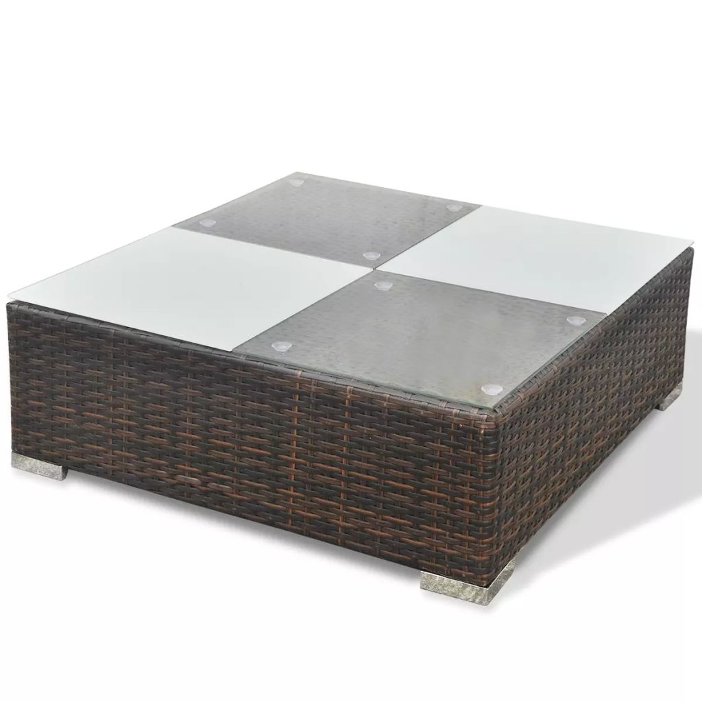 5 Piece Outdoor Sectional Sofa with Coffee Table and Ottoman Poly Rattan T721