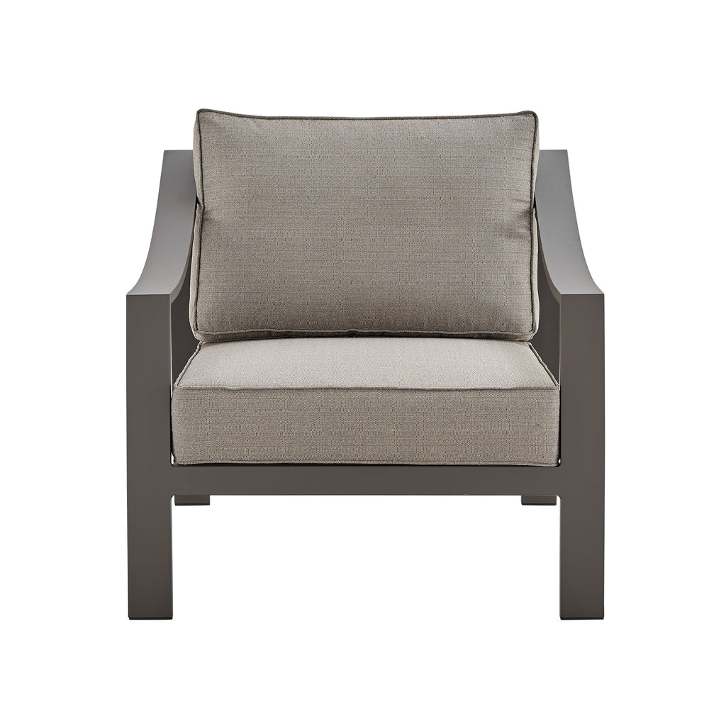 4 Piece Outdoor Patio Furniture Set in Dark Brown Aluminum with Cushions L208