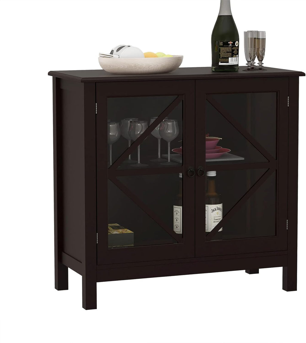 Brown Glass Door Storage Cabinet S47101