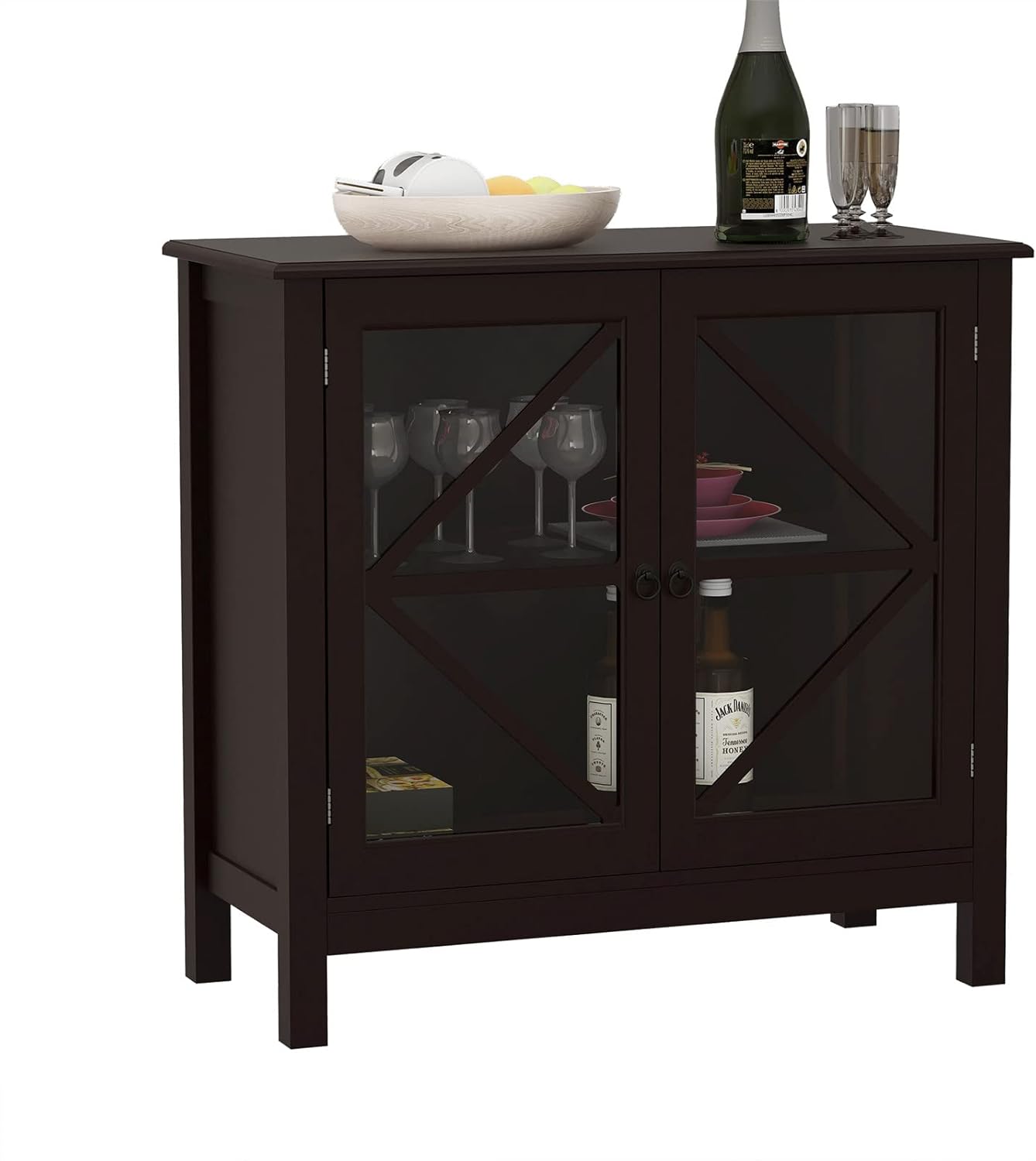 Brown Glass Door Storage Cabinet S47101