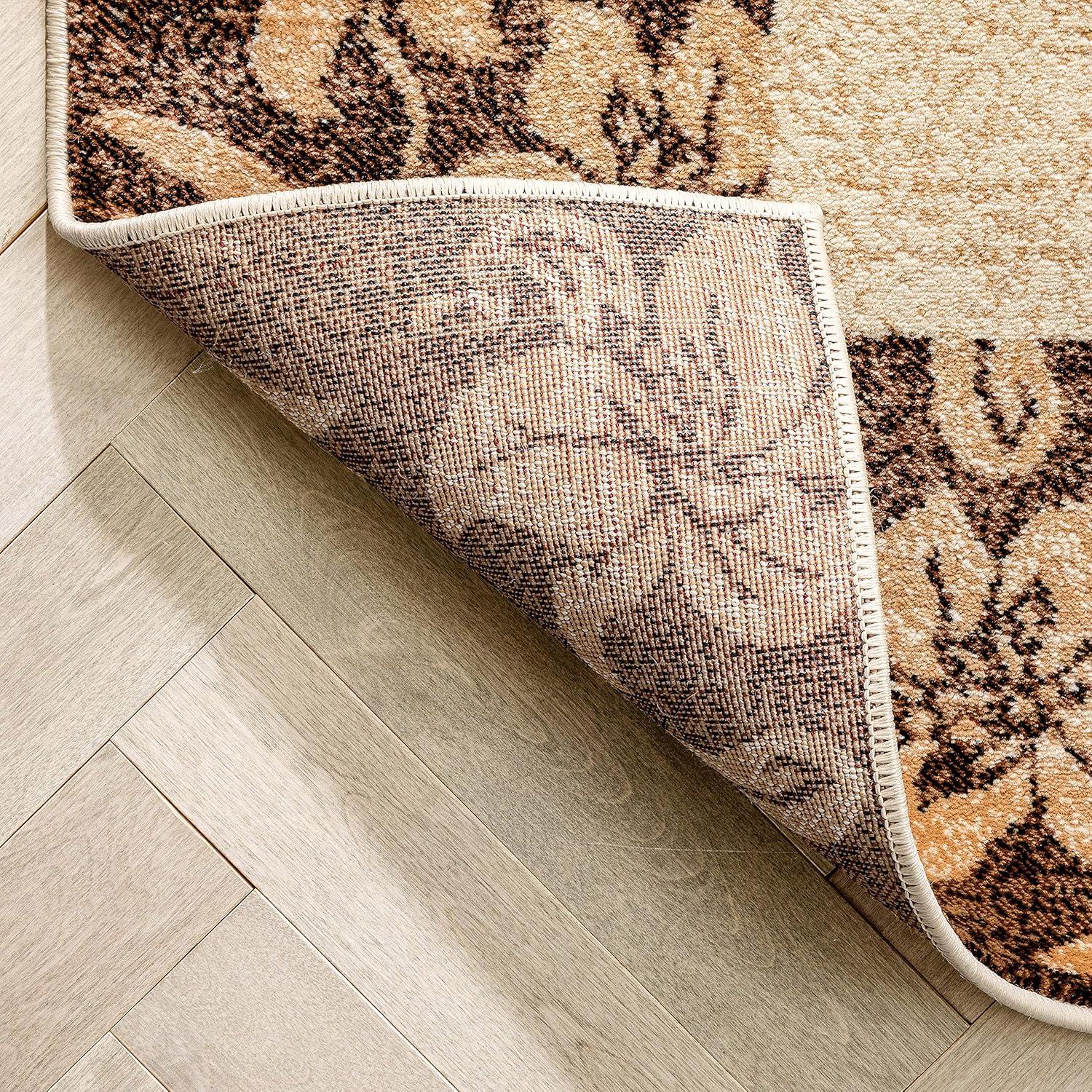 Beige Damask Border Rug 7x10 (6'7 x 9'6) R35940