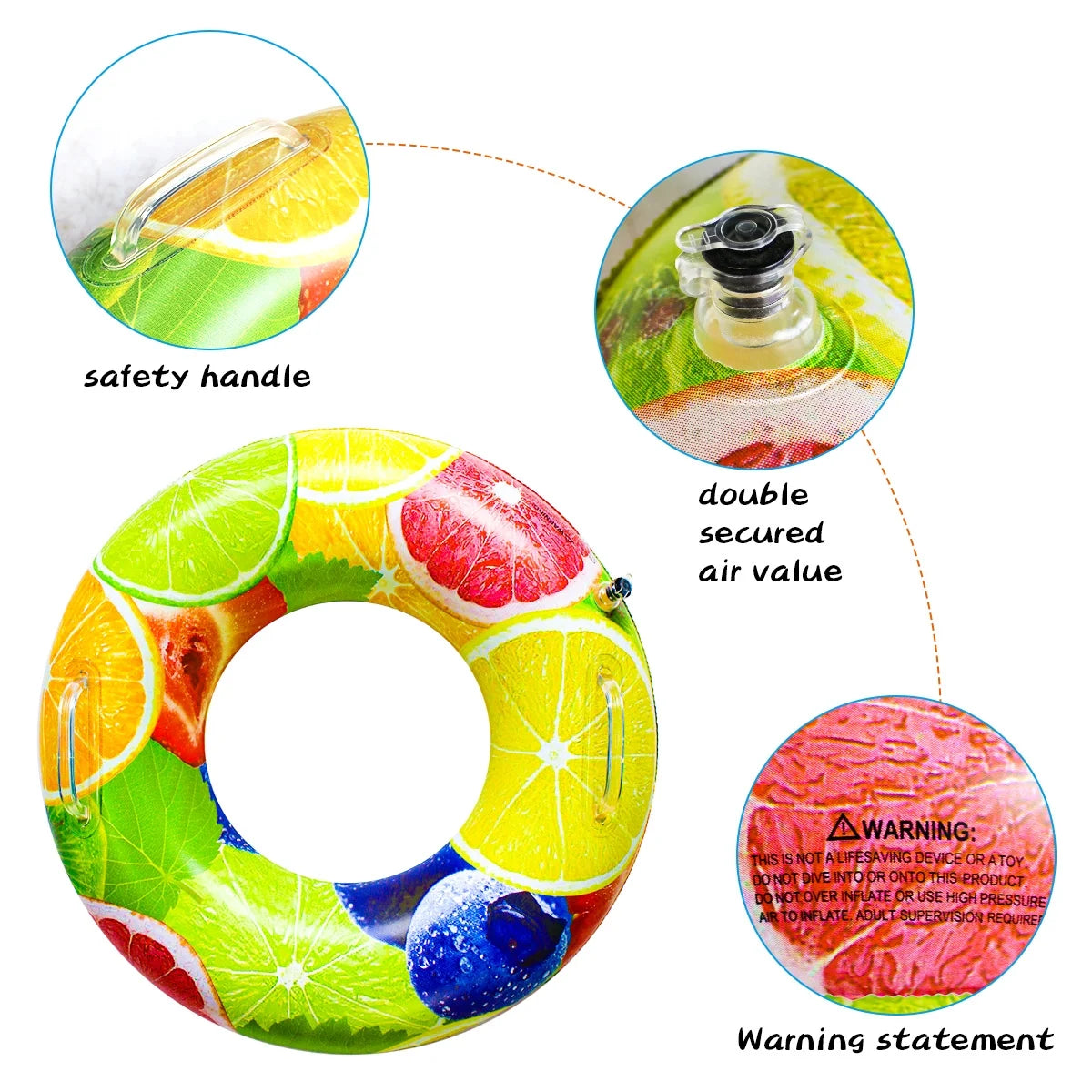 Inflatable Fruit Pool Floats Swimming Rings Water Toys D9484