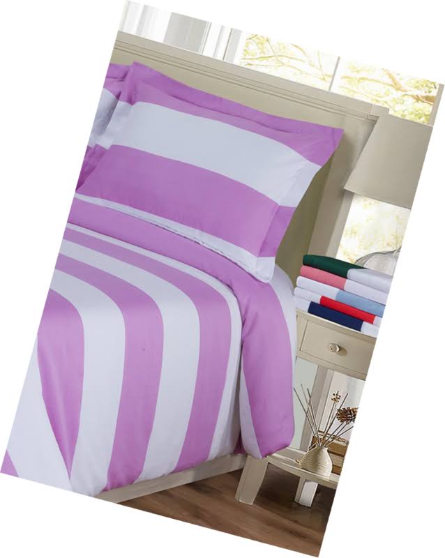 600-Thread Count Cotton-blend Duvet Cover Set Pink Full/Queen C4043