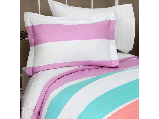 600-Thread Count Cotton-blend Duvet Cover Set Pink Full/Queen C4043