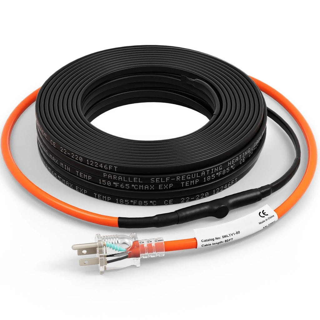 Self-Regulating Pipe Heating Cable, 80-feet 5W/ft Heat Tape, 120V D3740