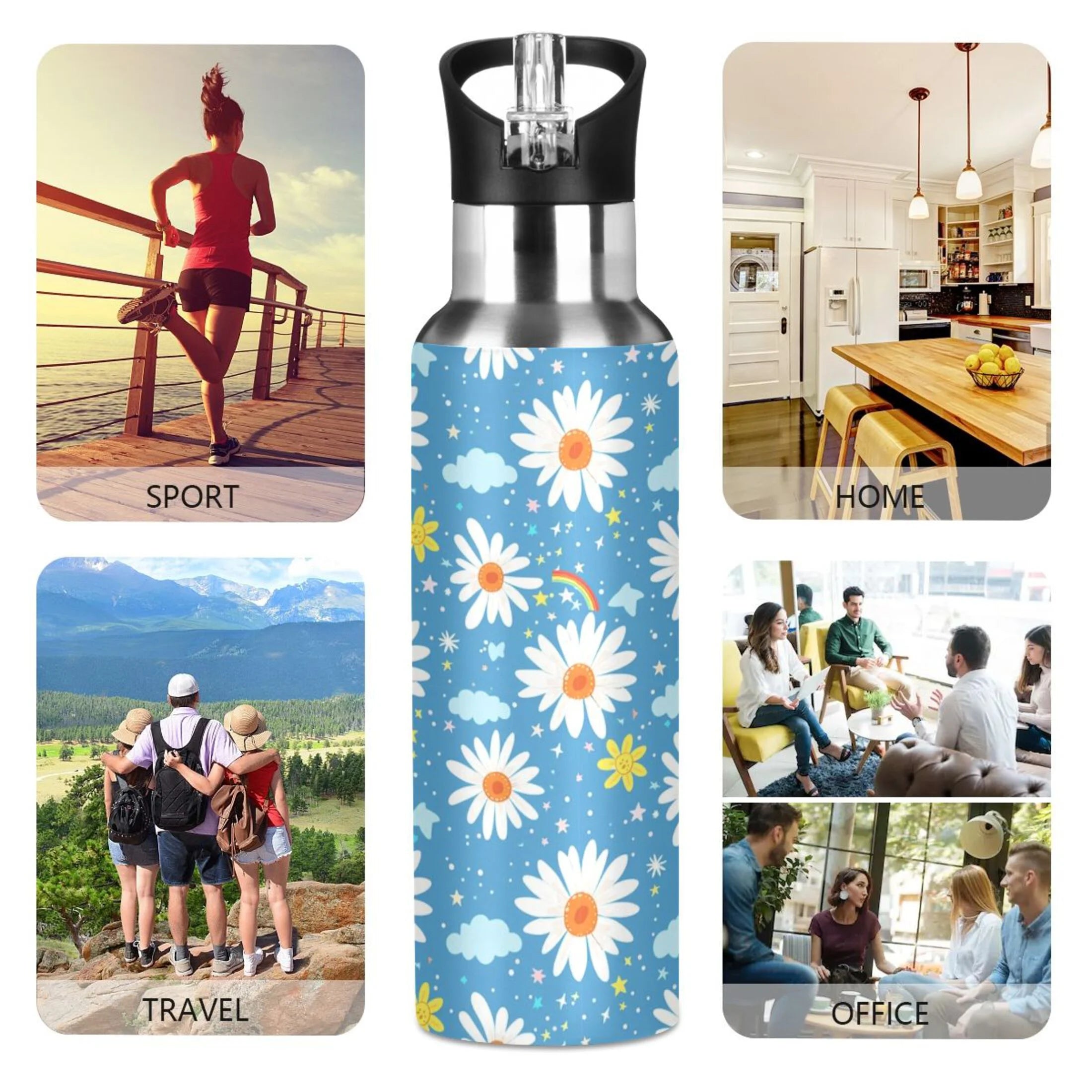 Insulated Stainless Steel Water Bottle with Straw Lid 20 oz F15527