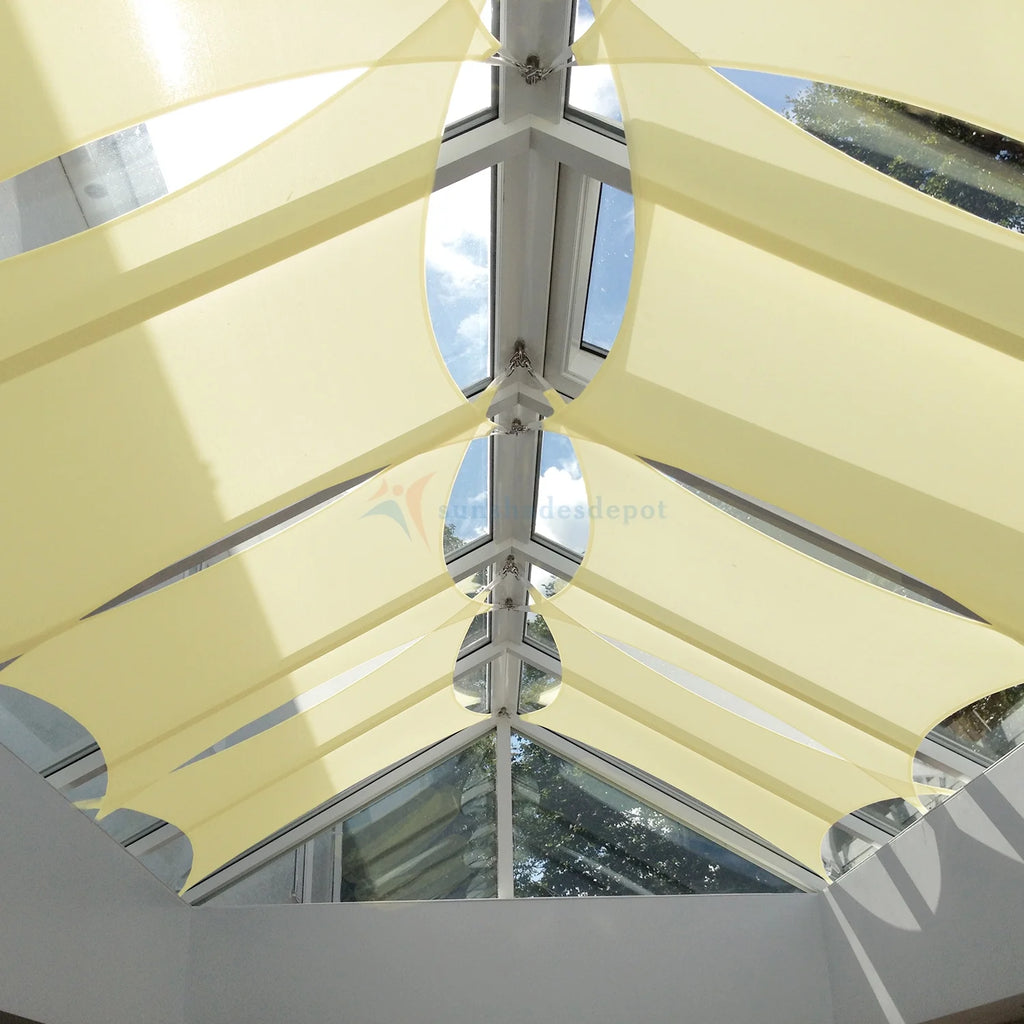 9' x 16' Waterproof Knitted Shade Sail Curved Edge Canary Yellow 180 GSM UV Block Canopy Replacement Awning D63618